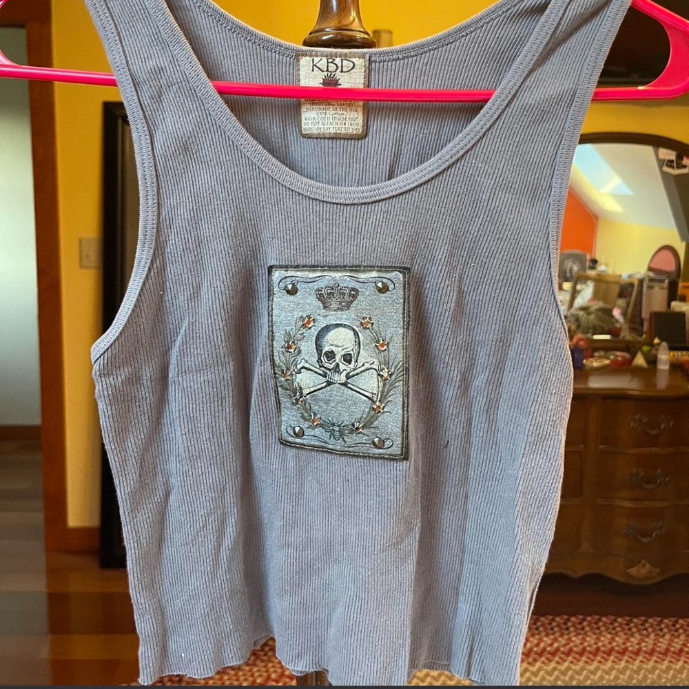 KBD Gray Tank Top with Skull Patch